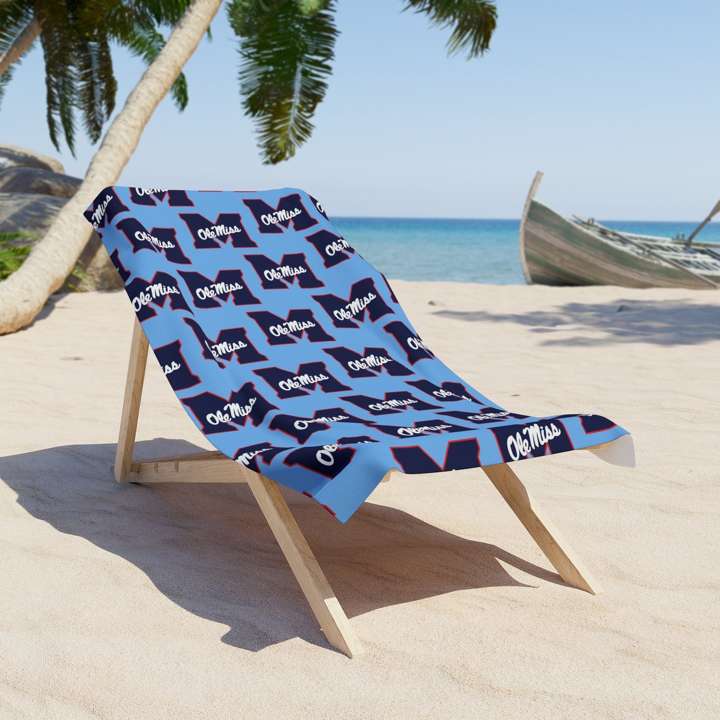 Ole Miss Blue M Beach Towel