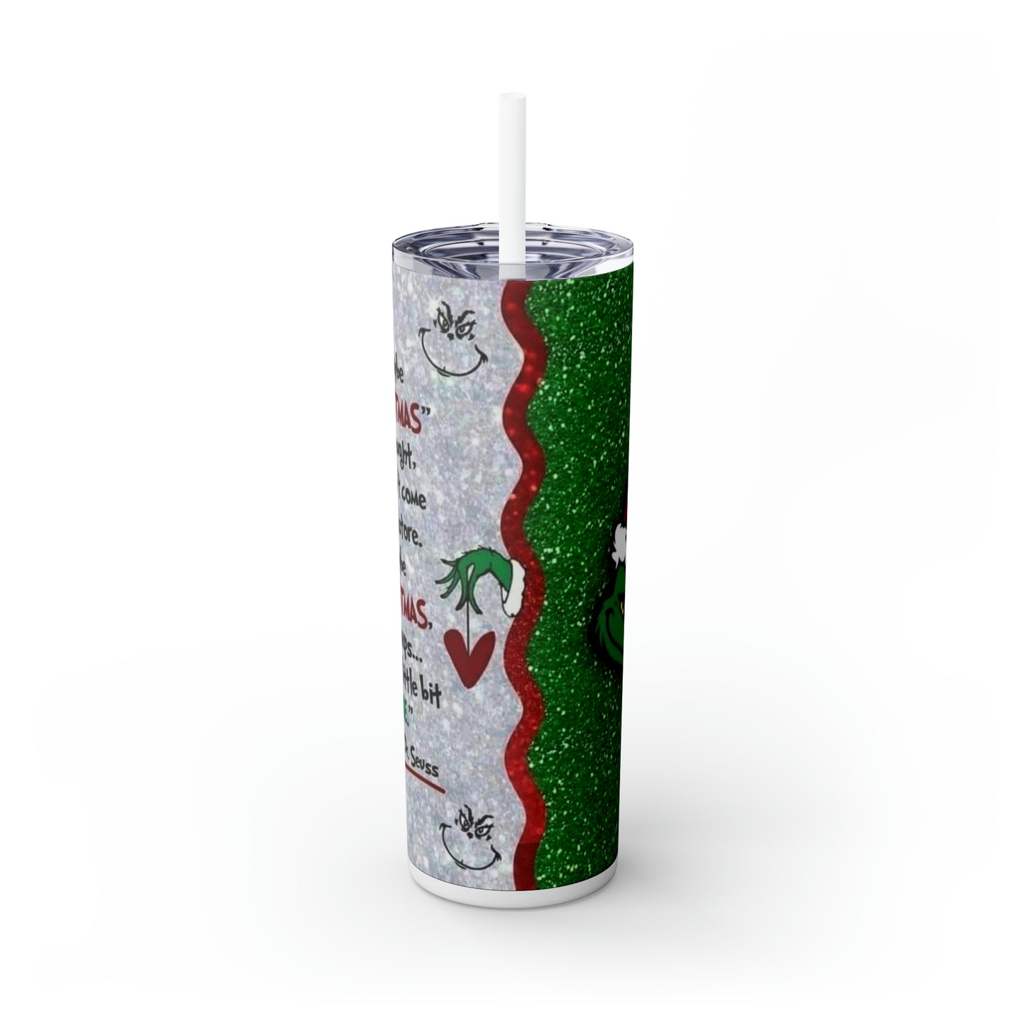 Grinch Skinny Tumbler with Straw, 20oz