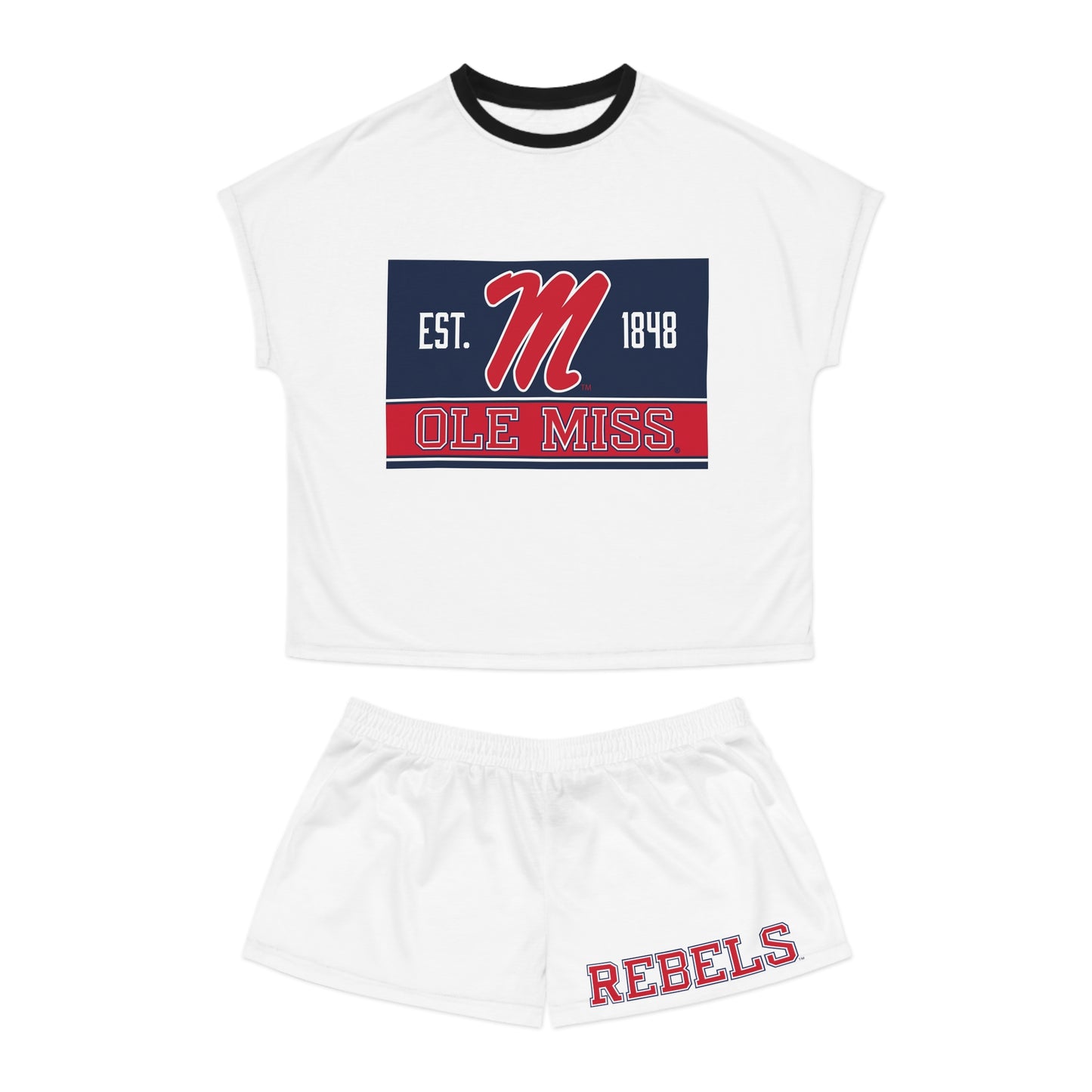 Ole Miss Rebels Women's Short Pajama Set (AOP) White
