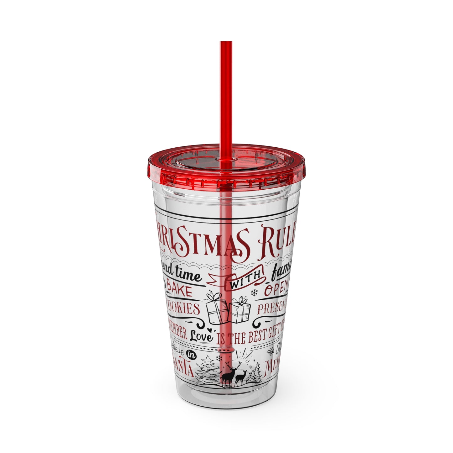 Christmas Rules Sunsplash Tumbler with Straw, 16oz