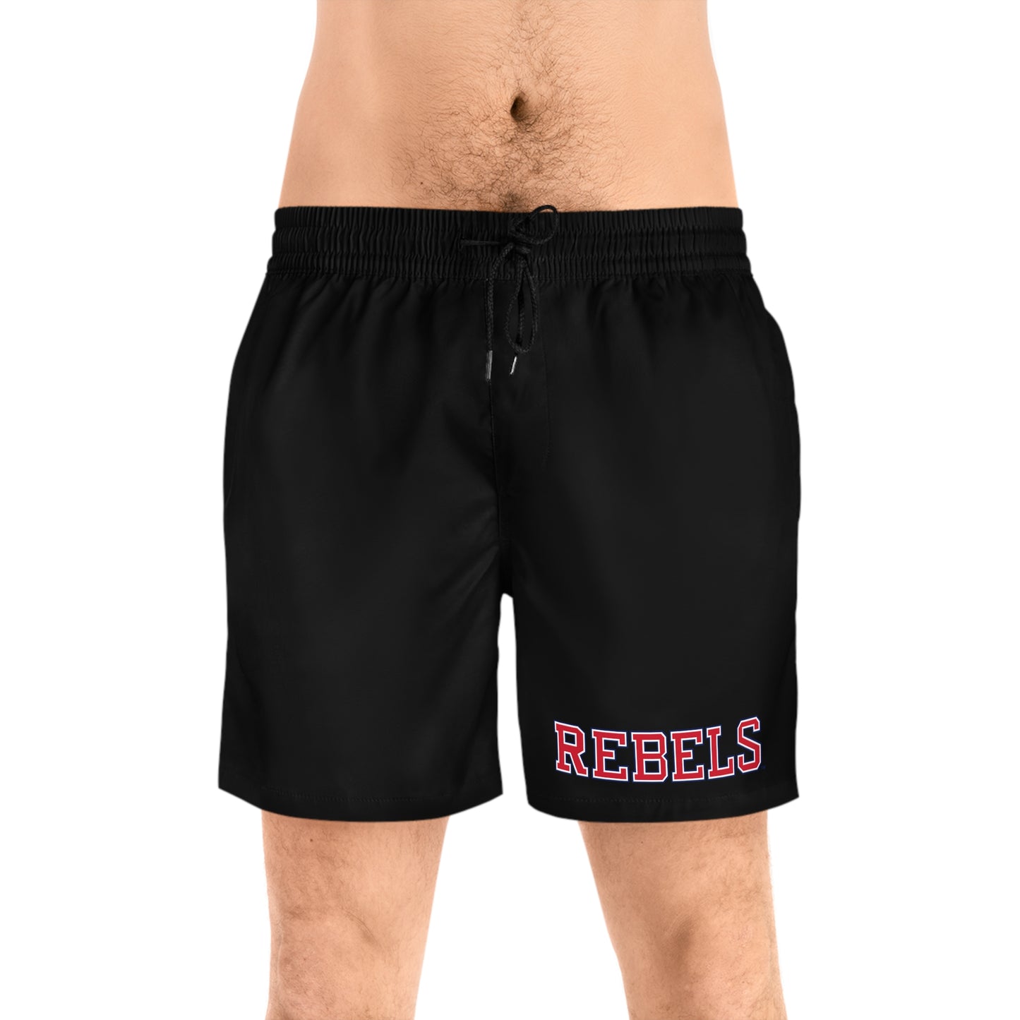 REBELS Men's Mid-Length Swim Shorts (AOP) Black