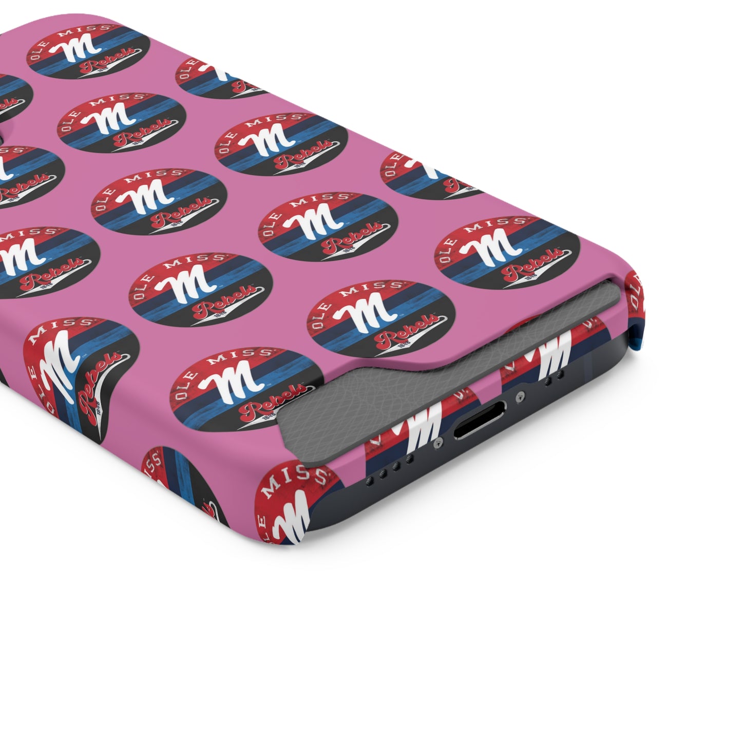 iPhone and Samsung Ole Miss "M" Rebels 1848 (PINK) Phone Case With Card Holder