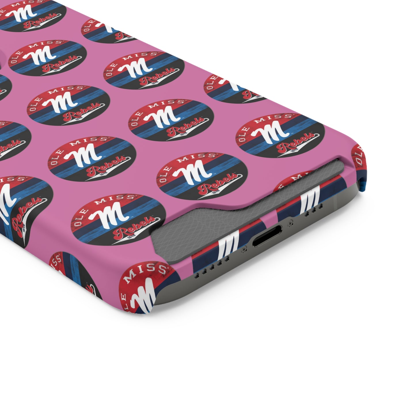 iPhone and Samsung Ole Miss "M" Rebels 1848 (PINK) Phone Case With Card Holder