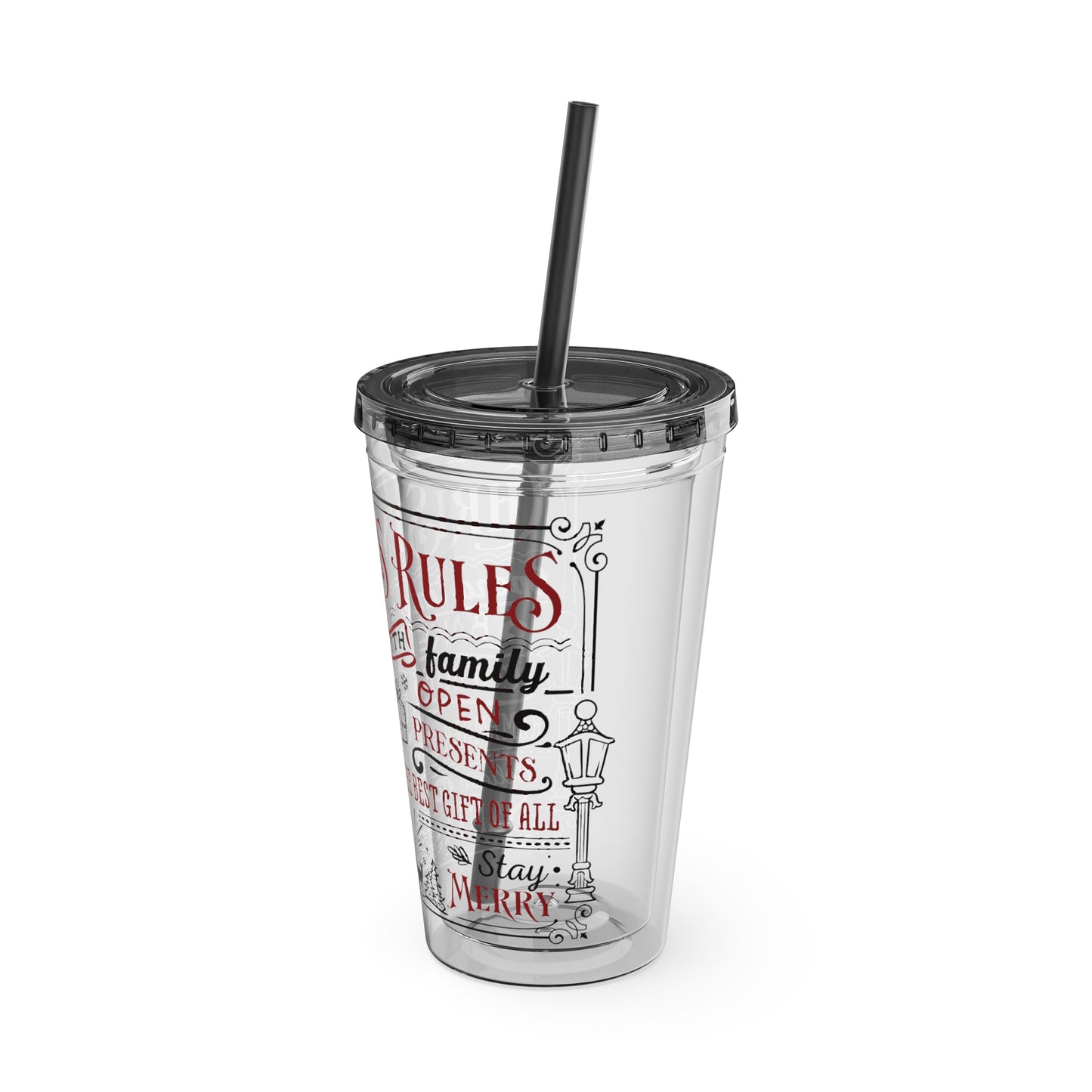 Christmas Rules Sunsplash Tumbler with Straw, 16oz