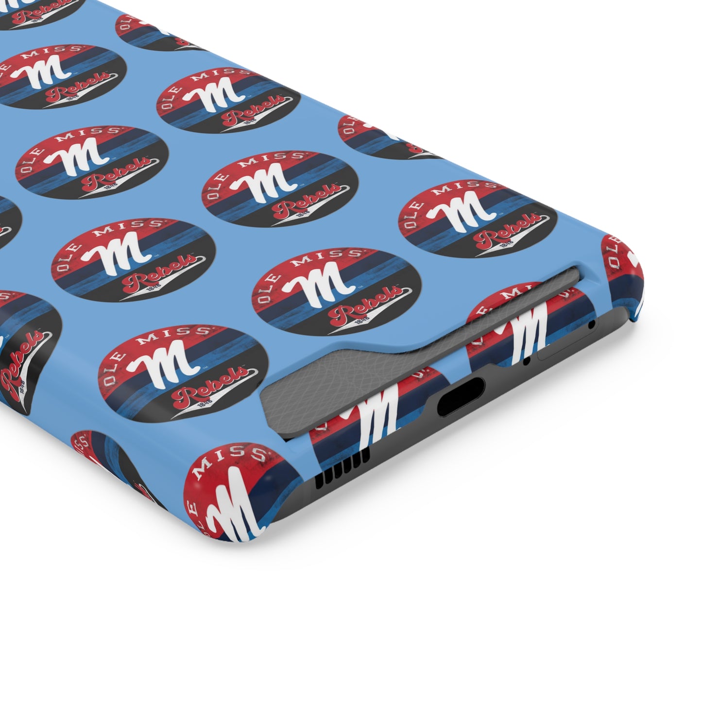 iPhone and Samsung Ole Miss "M" Rebels 1848 (BLUE) Phone Case With Card Holder