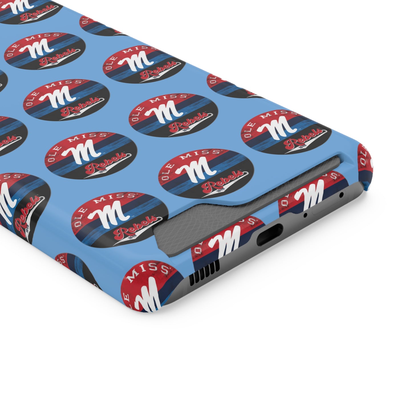 iPhone and Samsung Ole Miss "M" Rebels 1848 (BLUE) Phone Case With Card Holder