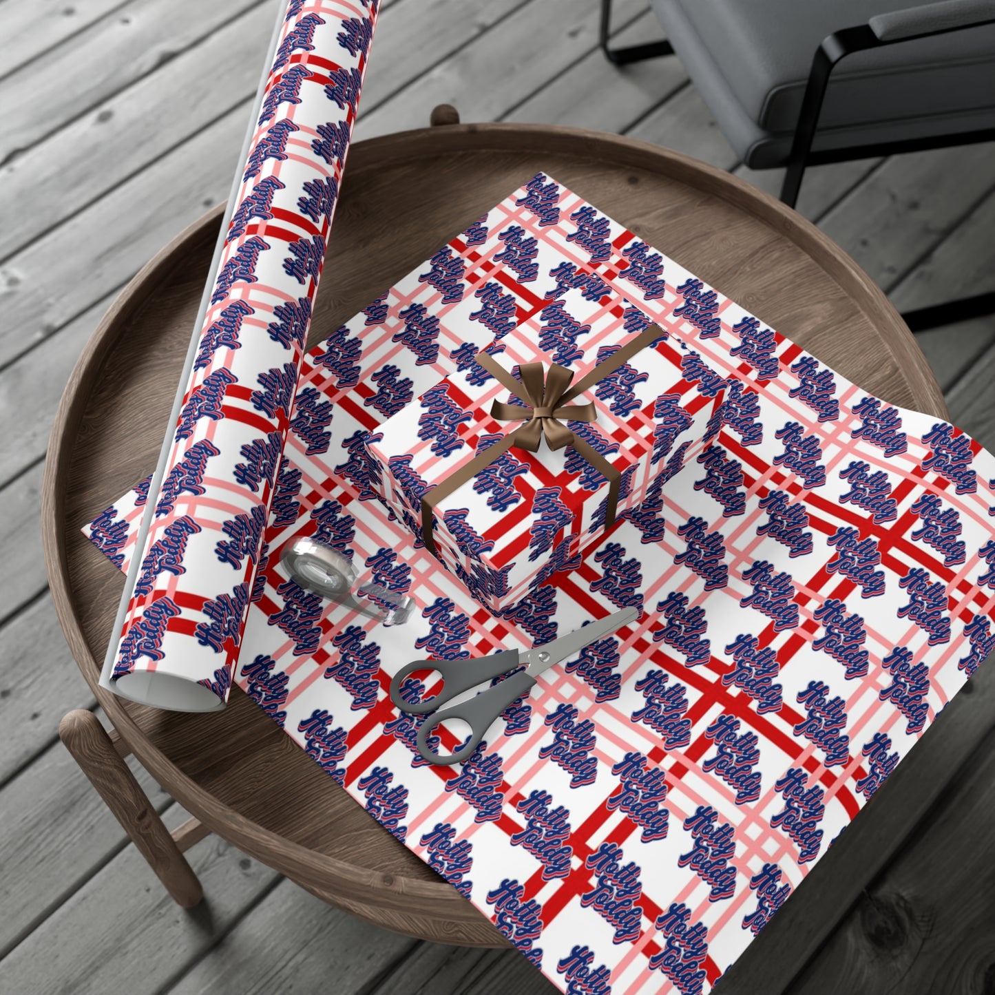 Hotty Toddy Red Pink Plaid Gift Wrap Papers