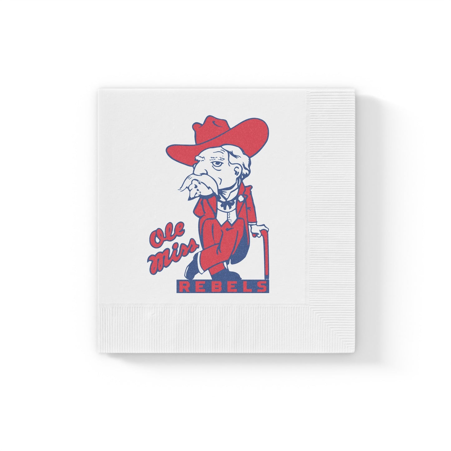 Ole Miss Rebels White Coined Napkins
