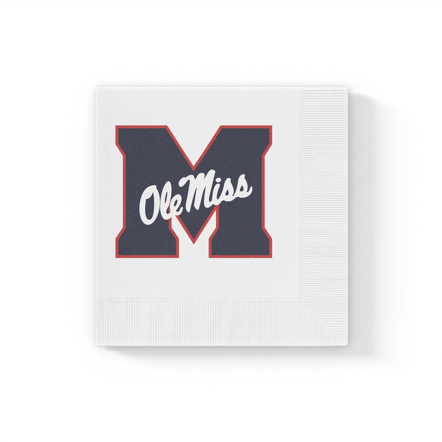 M Ole Miss White Coined Napkins