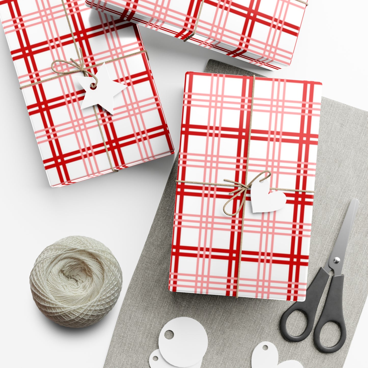Red Pink Plaid Gift Wrap Papers