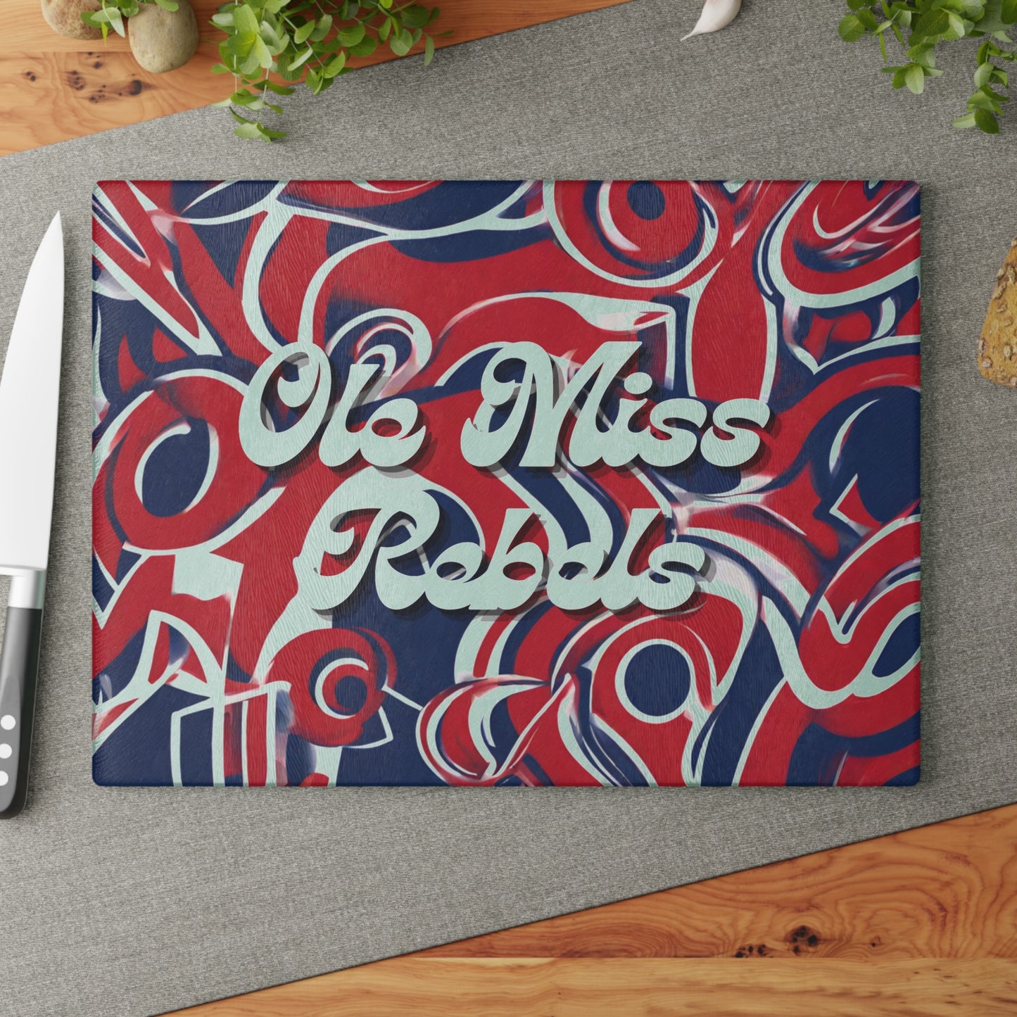 Ole Miss Abstract Glass Cutting Board