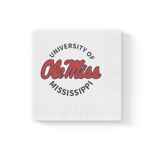 Ole Miss University White Coined Napkins