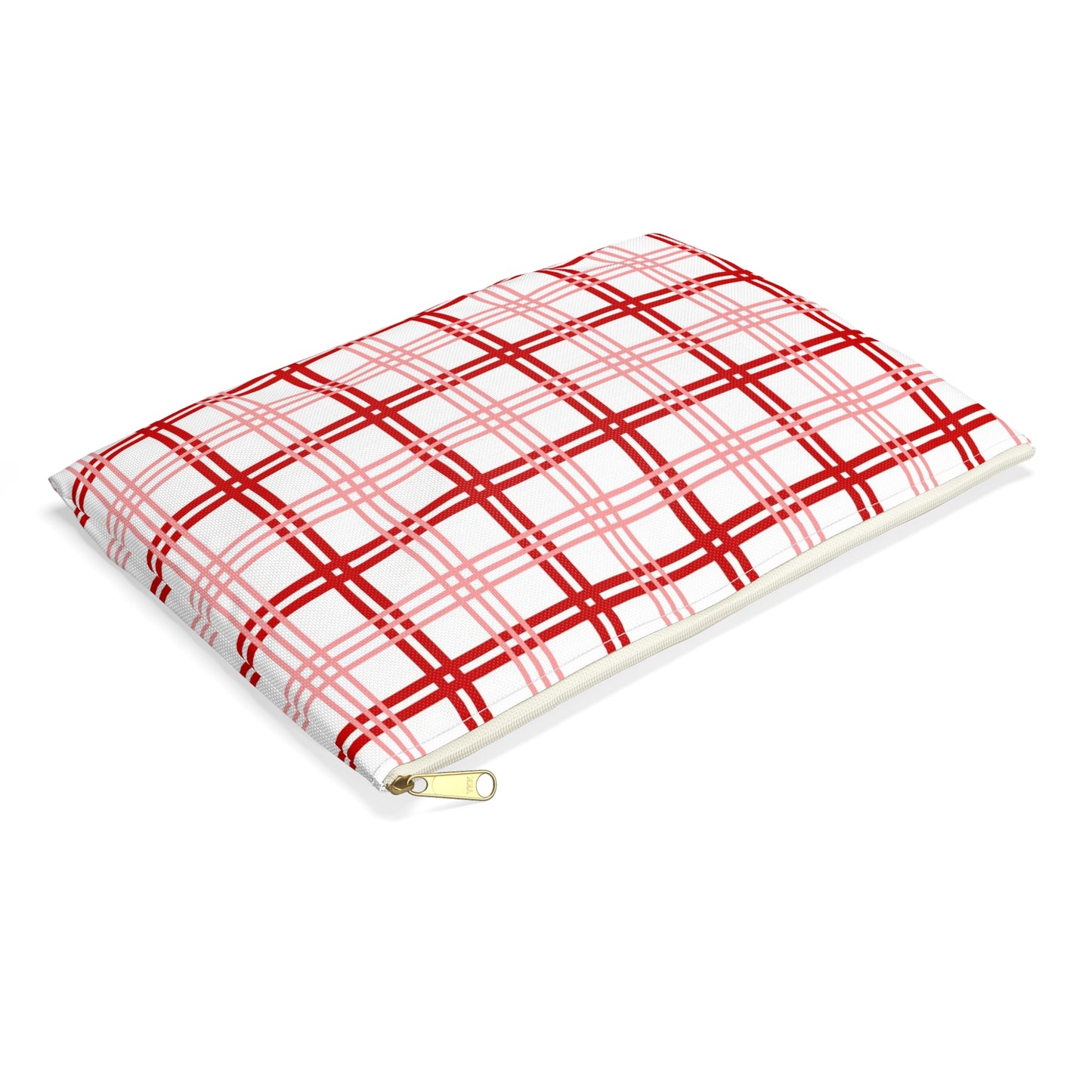 Red and Pink Plaid Accessory Pouch