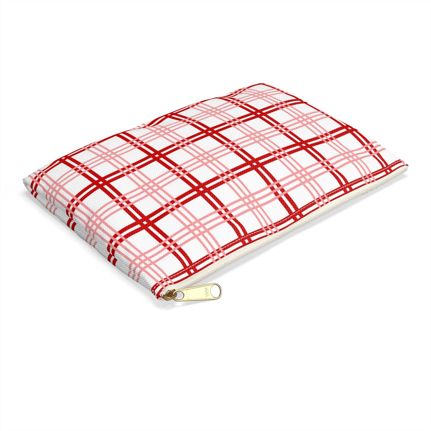 Red and Pink Plaid Accessory Pouch