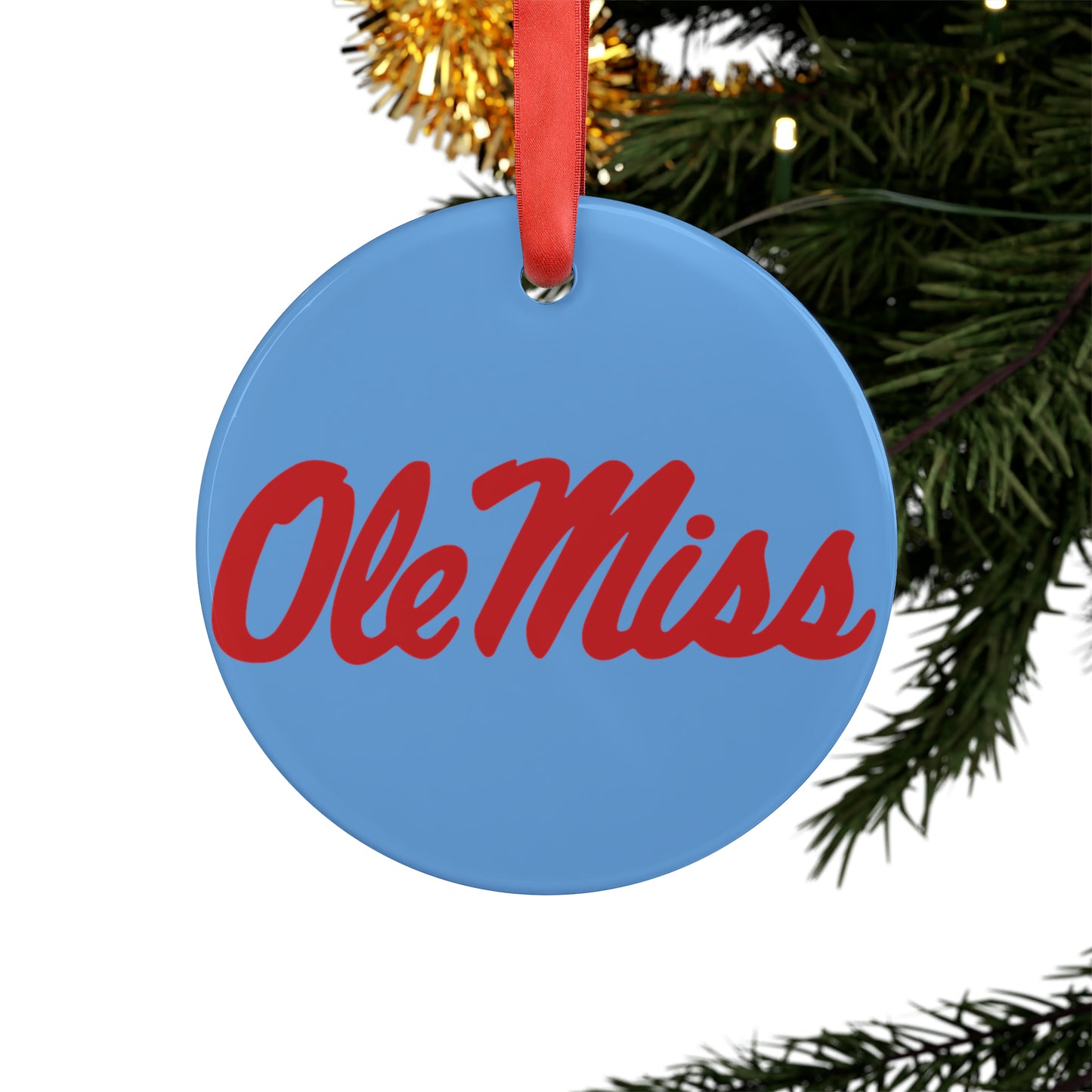 Ole Miss Acrylic Ornament with Ribbon