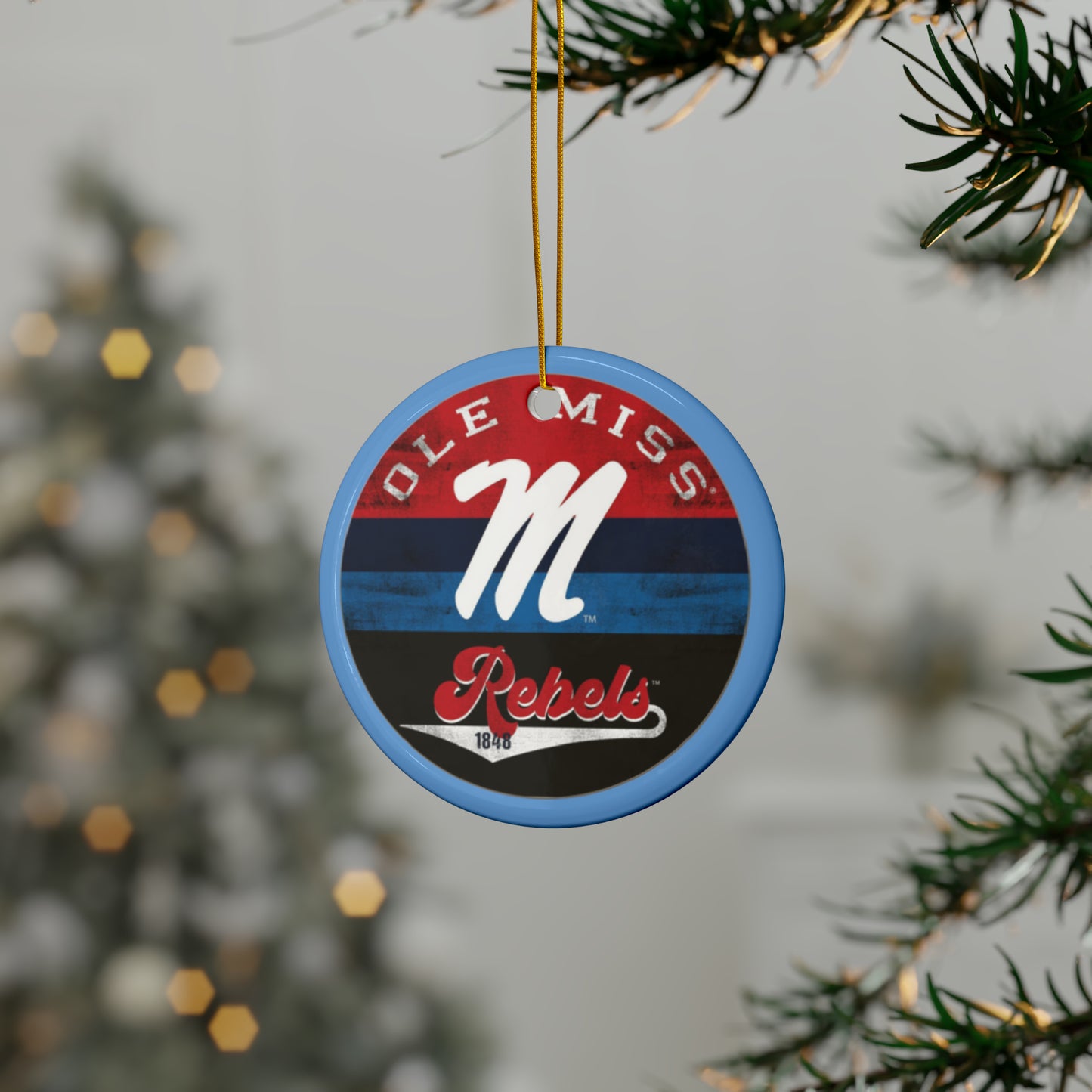 Ole Miss M Ceramic Ornaments (1pc, 3pcs, 5pcs, 10pcs) Blue