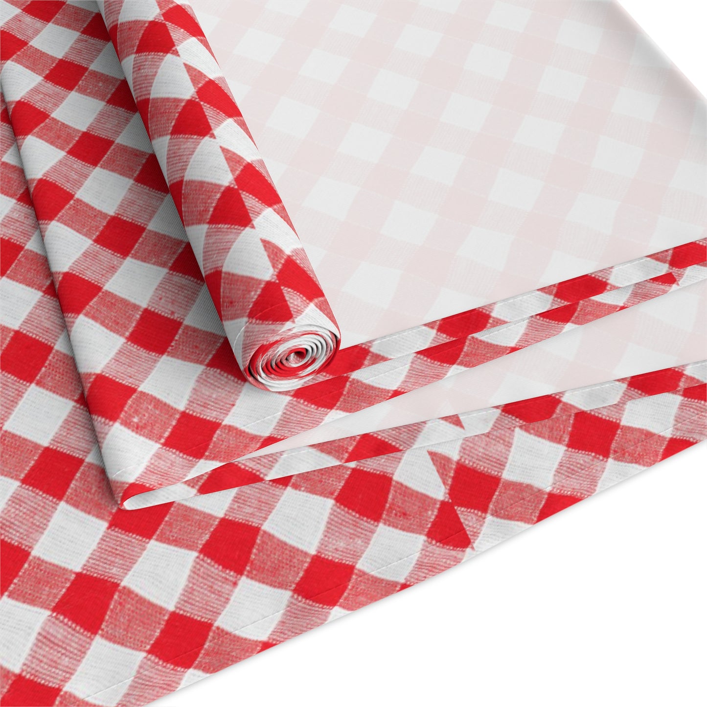 Red Check Table Runner (Cotton, Poly)
