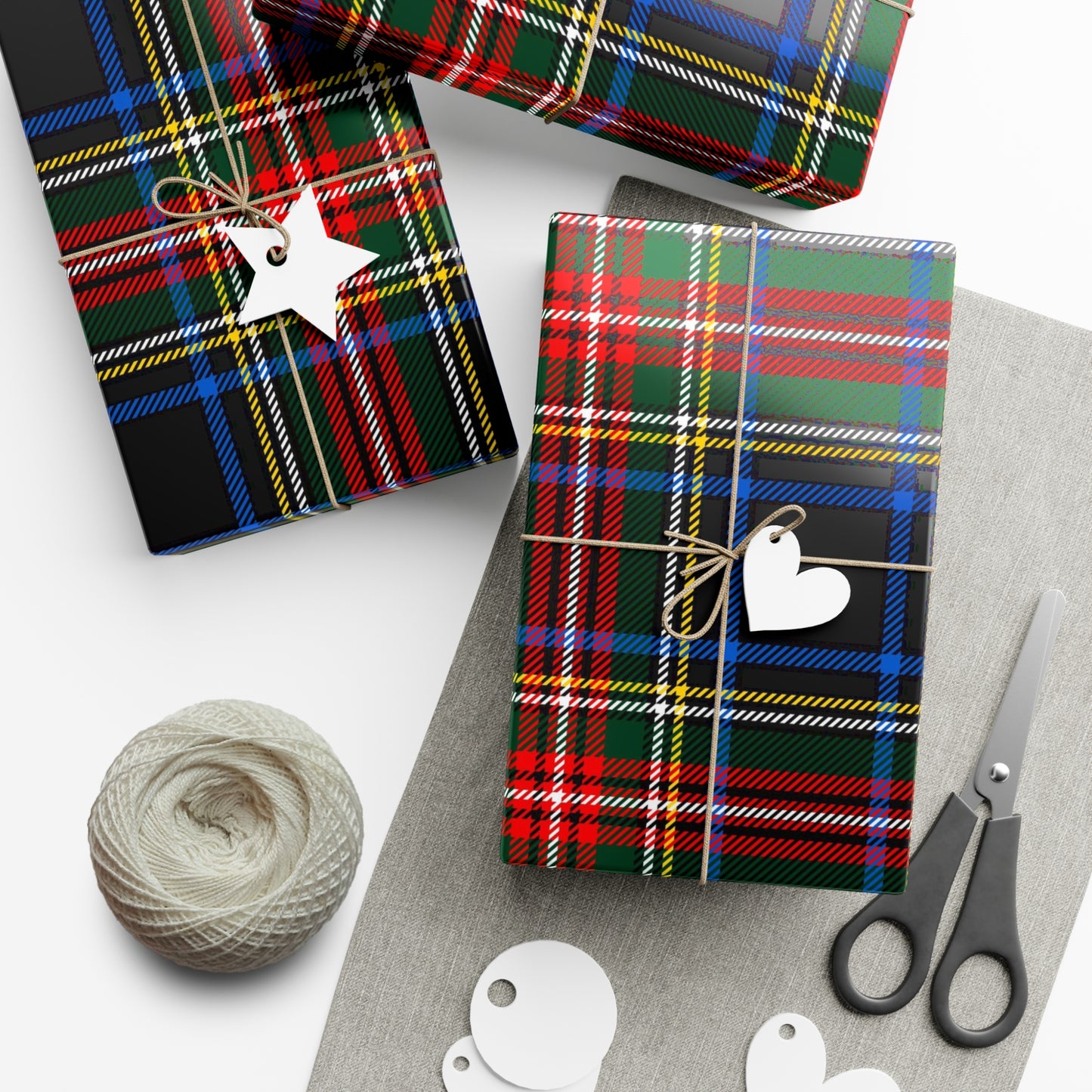 Red, Blue, Green Plaid Gift Wrap Papers
