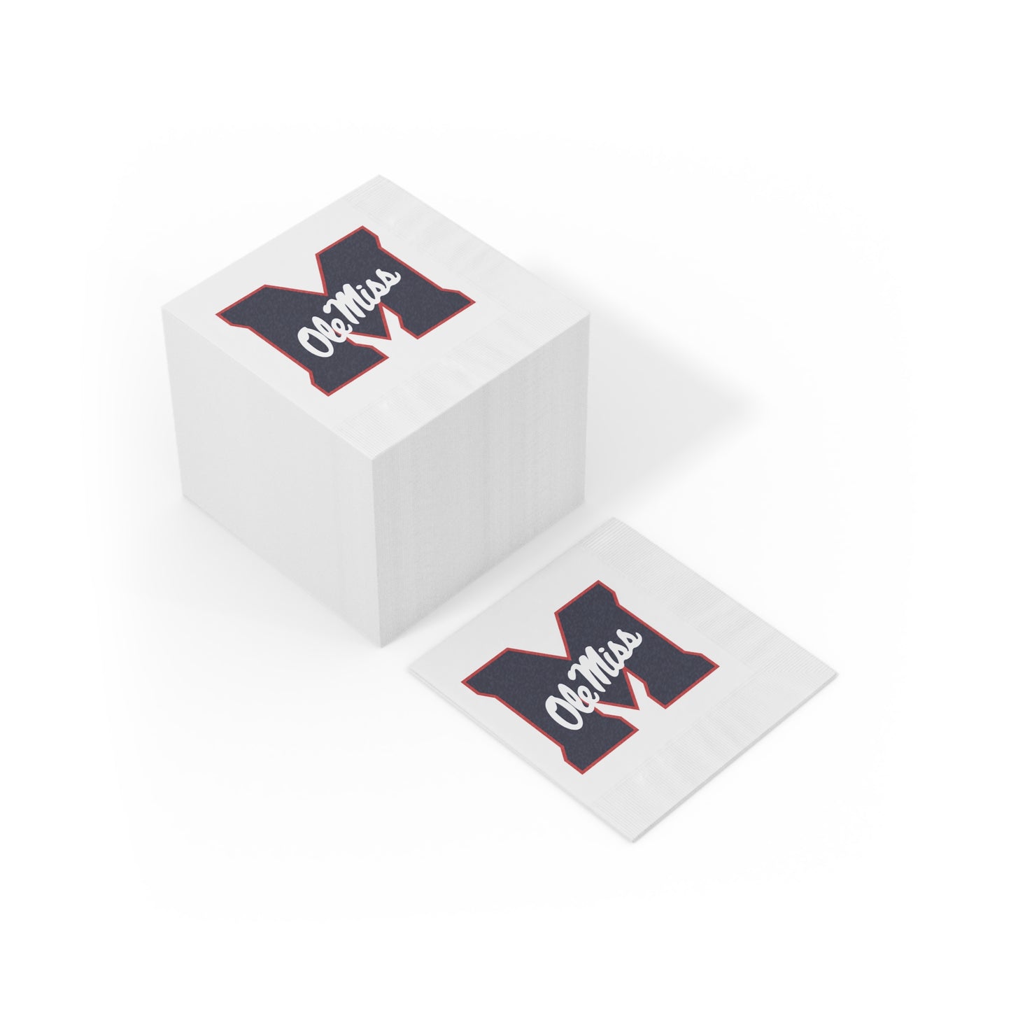 M Ole Miss White Coined Napkins