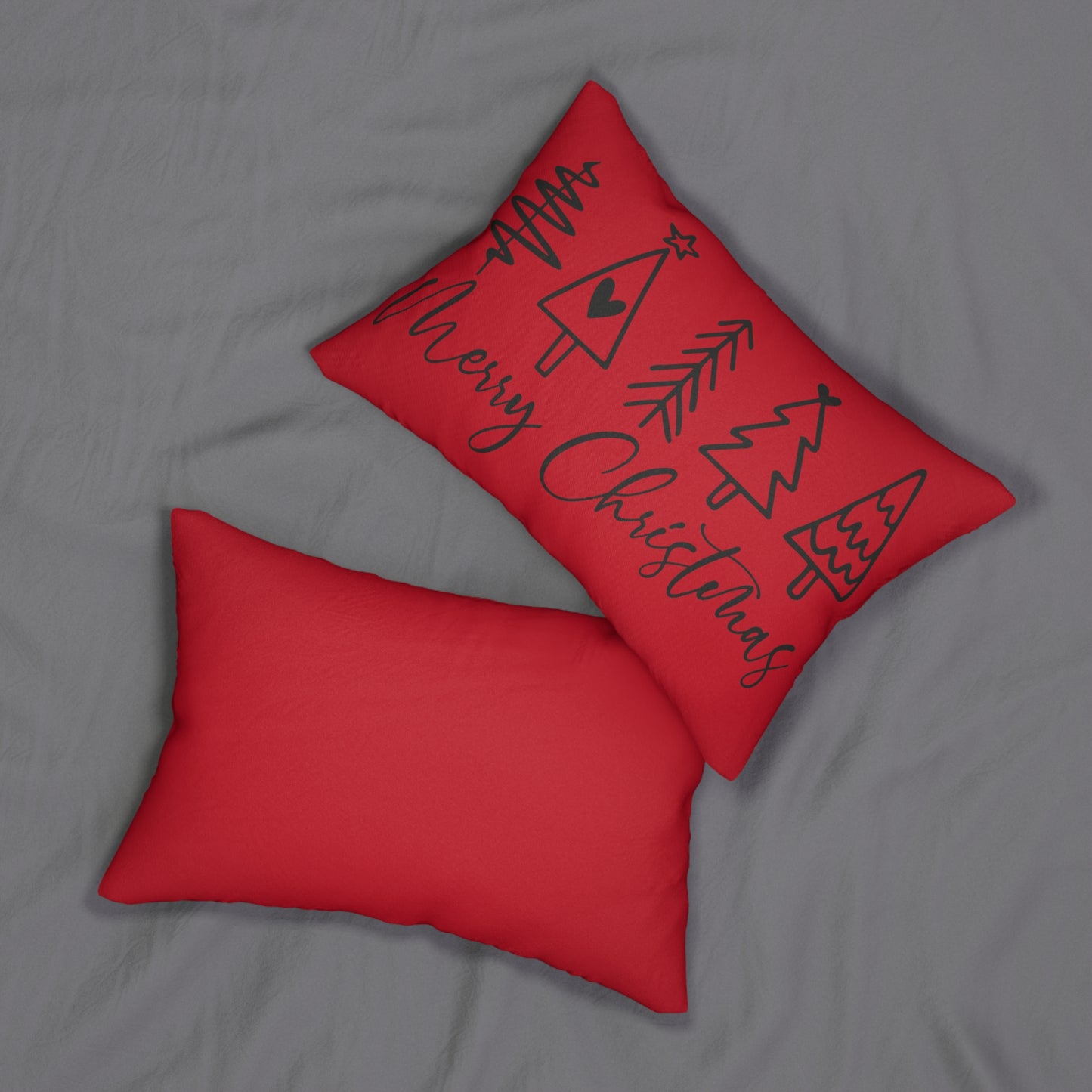 Merry Christmas Spun Polyester Lumbar Pillow
