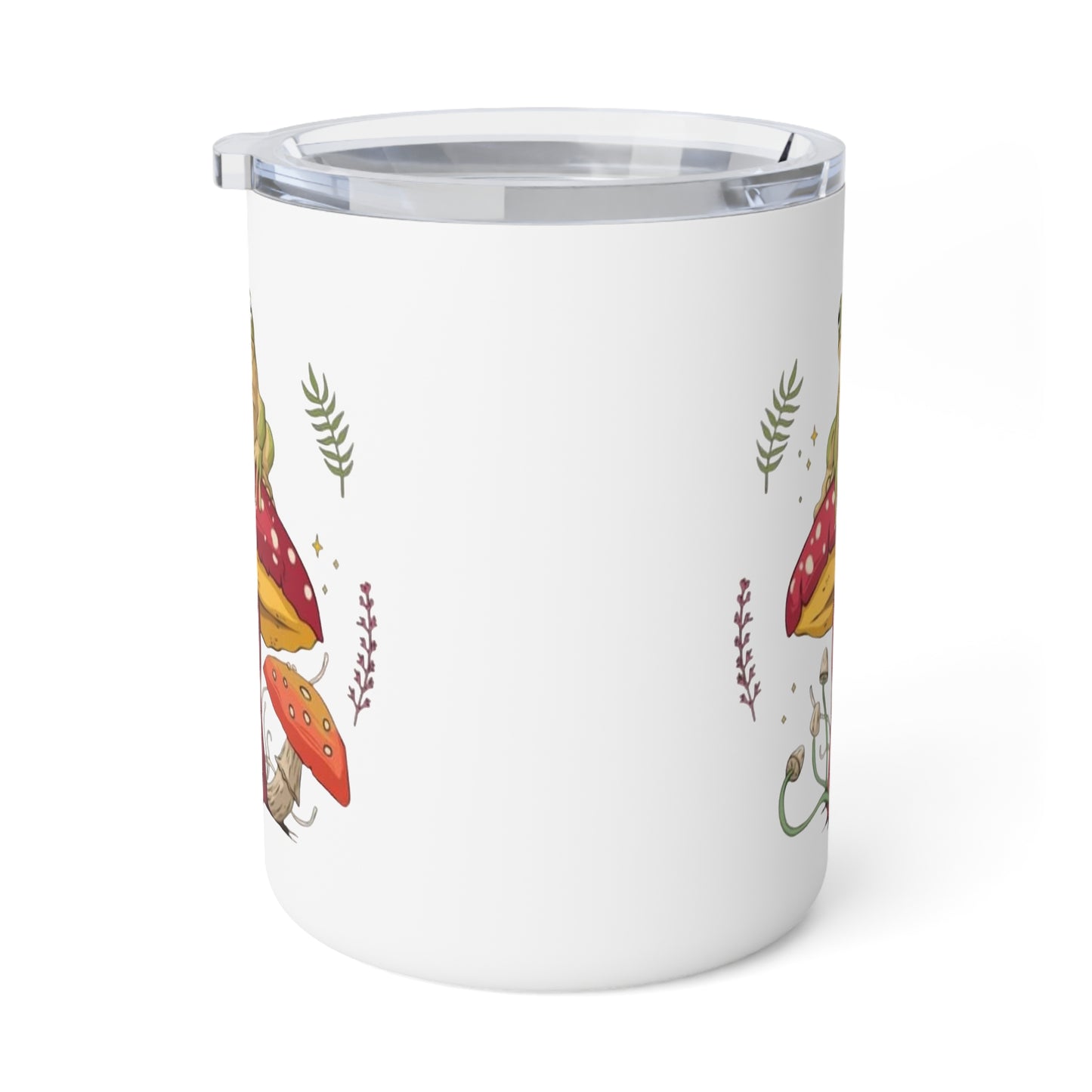 Frog Sitting On Mushroom Insulated Coffee Mug, 10oz