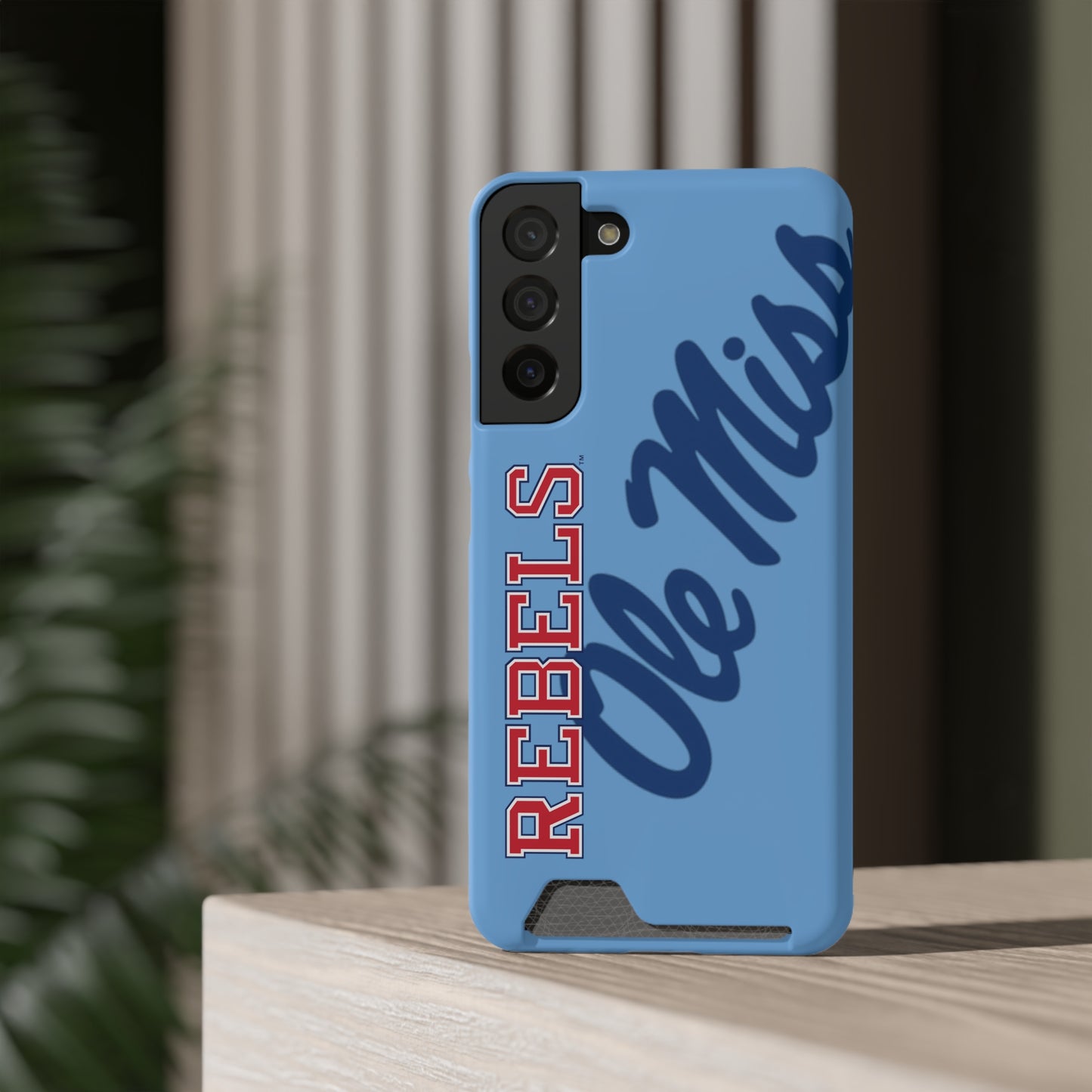 Ole Miss Rebels Samsung Phone Case With Card Holder (BLUE )