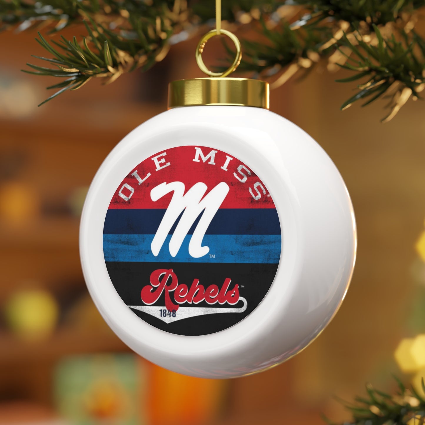 Ole Miss "M" Christmas Ball Ornament