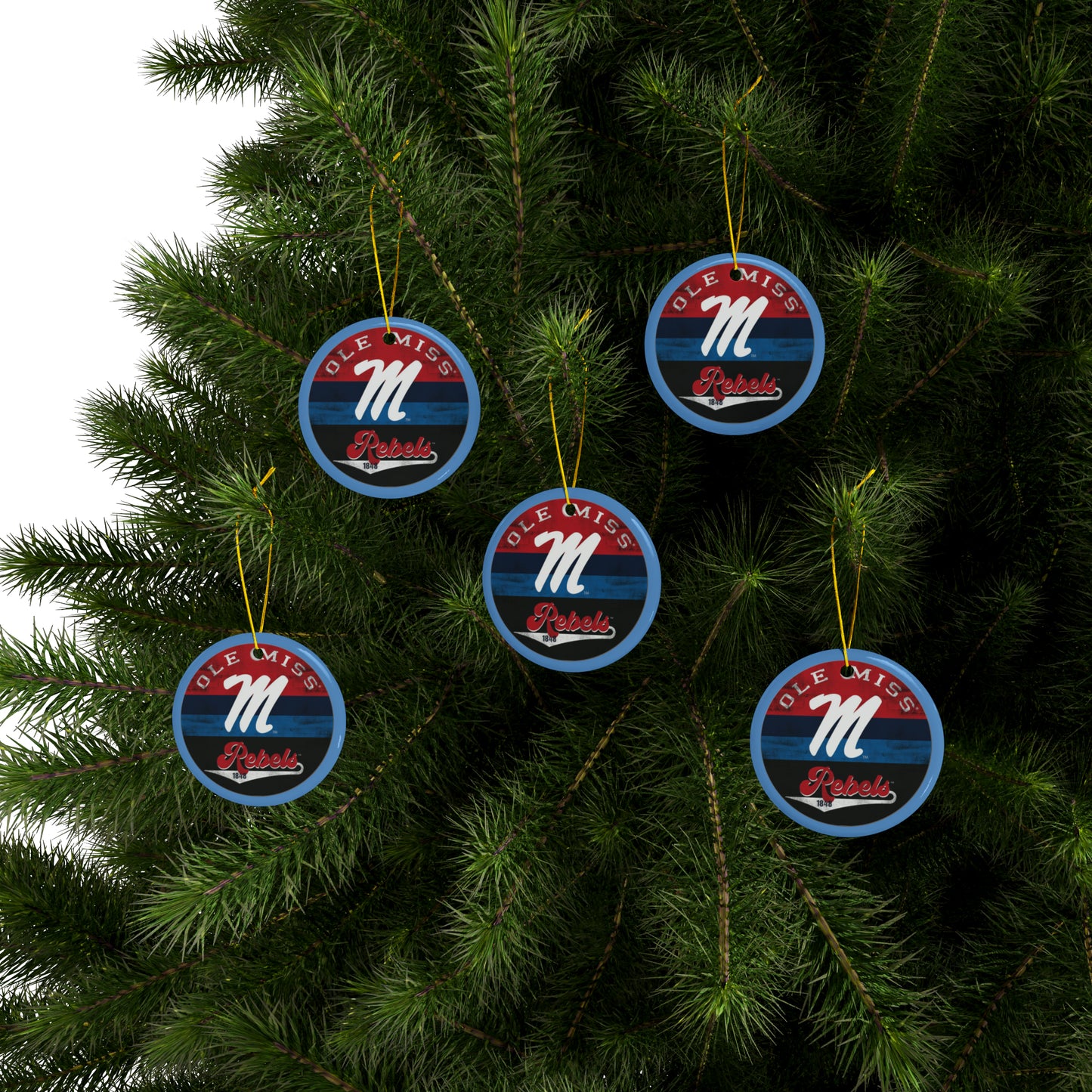 Ole Miss M Ceramic Ornaments (1pc, 3pcs, 5pcs, 10pcs) Blue