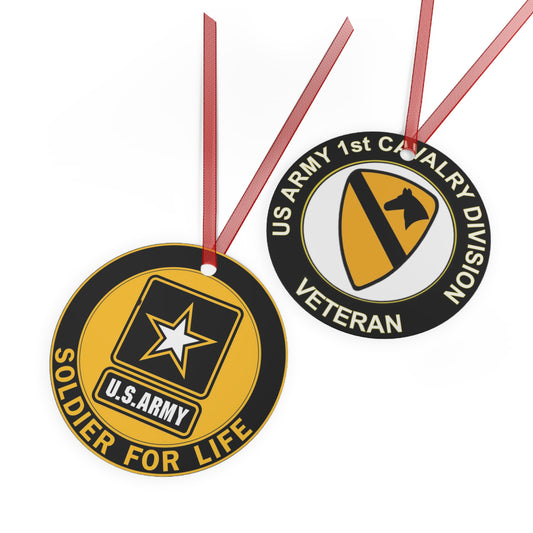 1st Cavalry Veteran Soldier for Life  Metal Ornaments