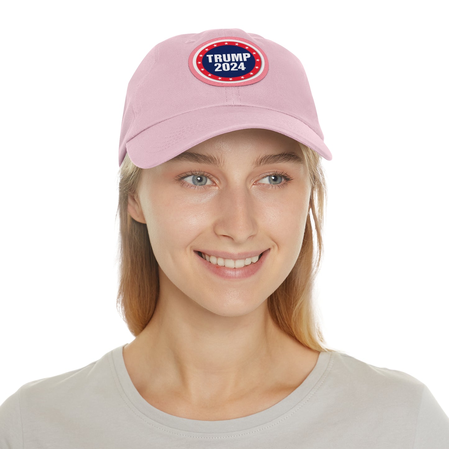 Trump 2024 Dad Hat with Leather Patch (Round)