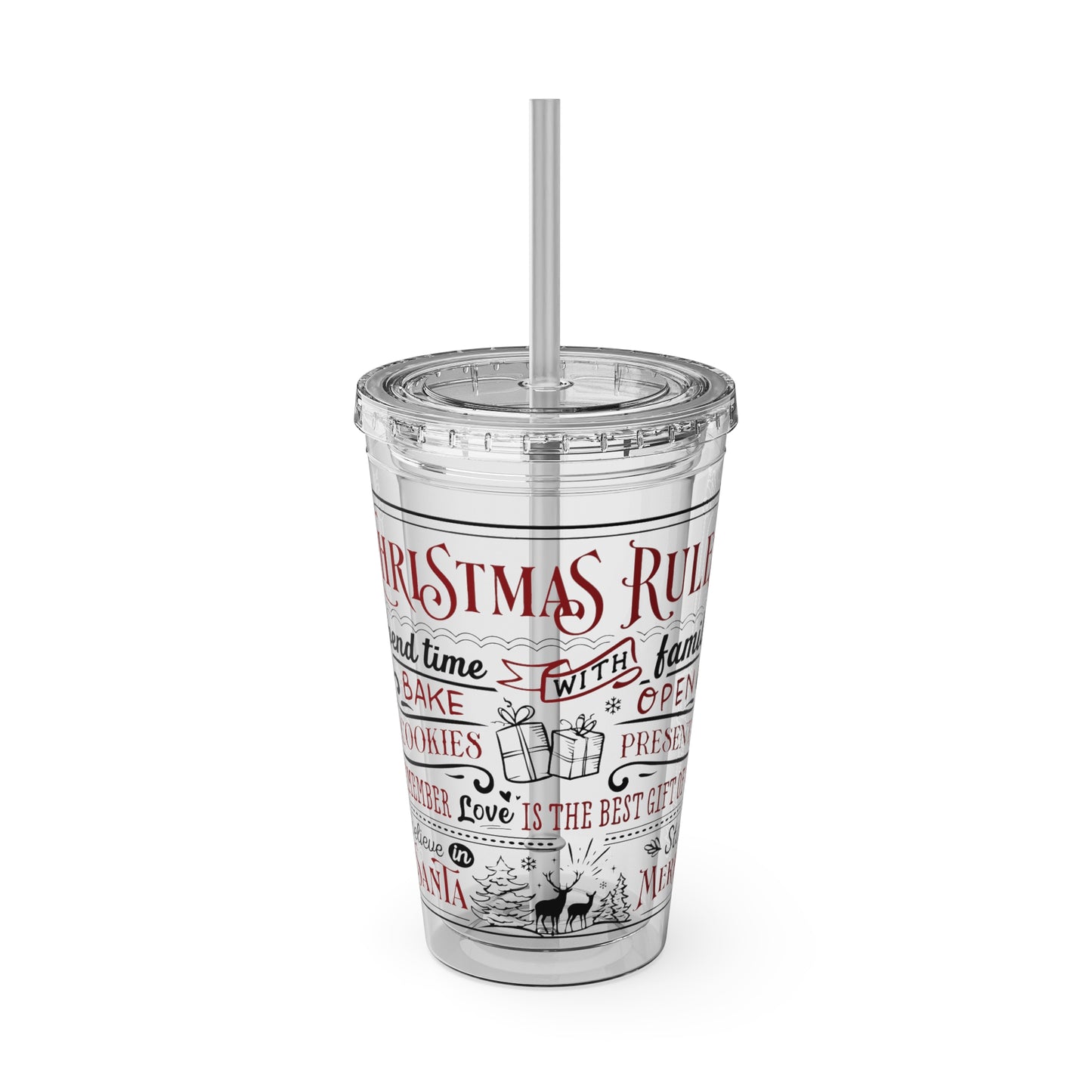 Christmas Rules Sunsplash Tumbler with Straw, 16oz