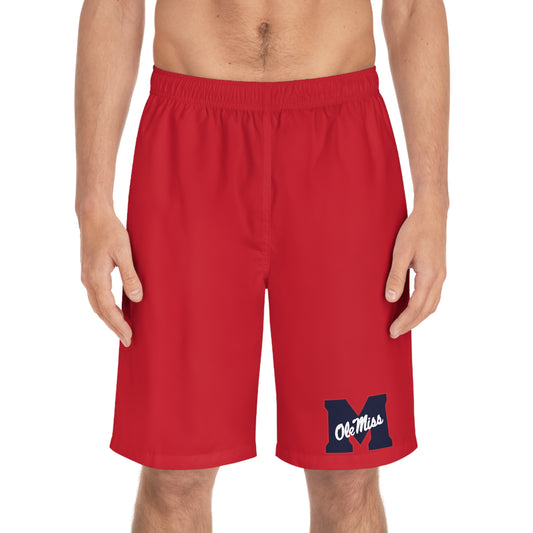 Ole Miss Rebels Men's Board Shorts (AOP) Red