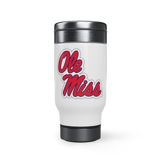 Ole Miss Stainless Steel Travel Mug with Handle, 14oz