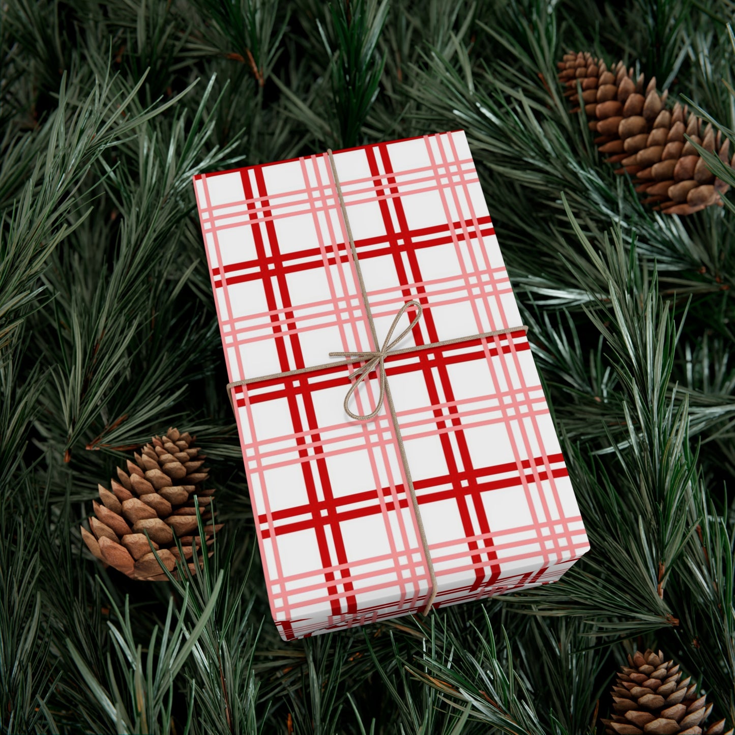 Red Pink Plaid Gift Wrap Papers