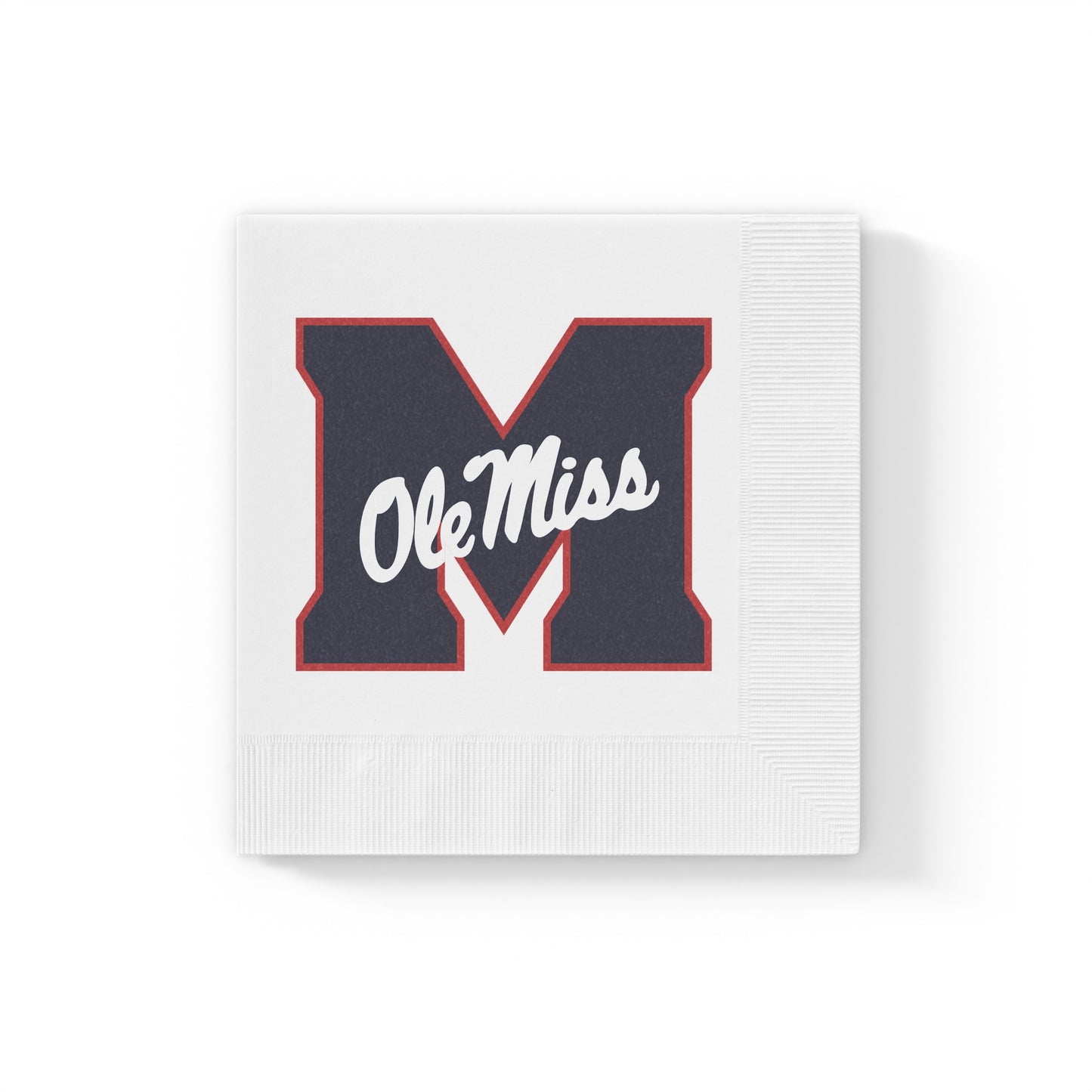 M Ole Miss White Coined Napkins