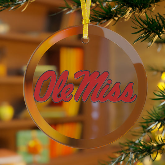 Ole Miss Glass Ornament (RED)