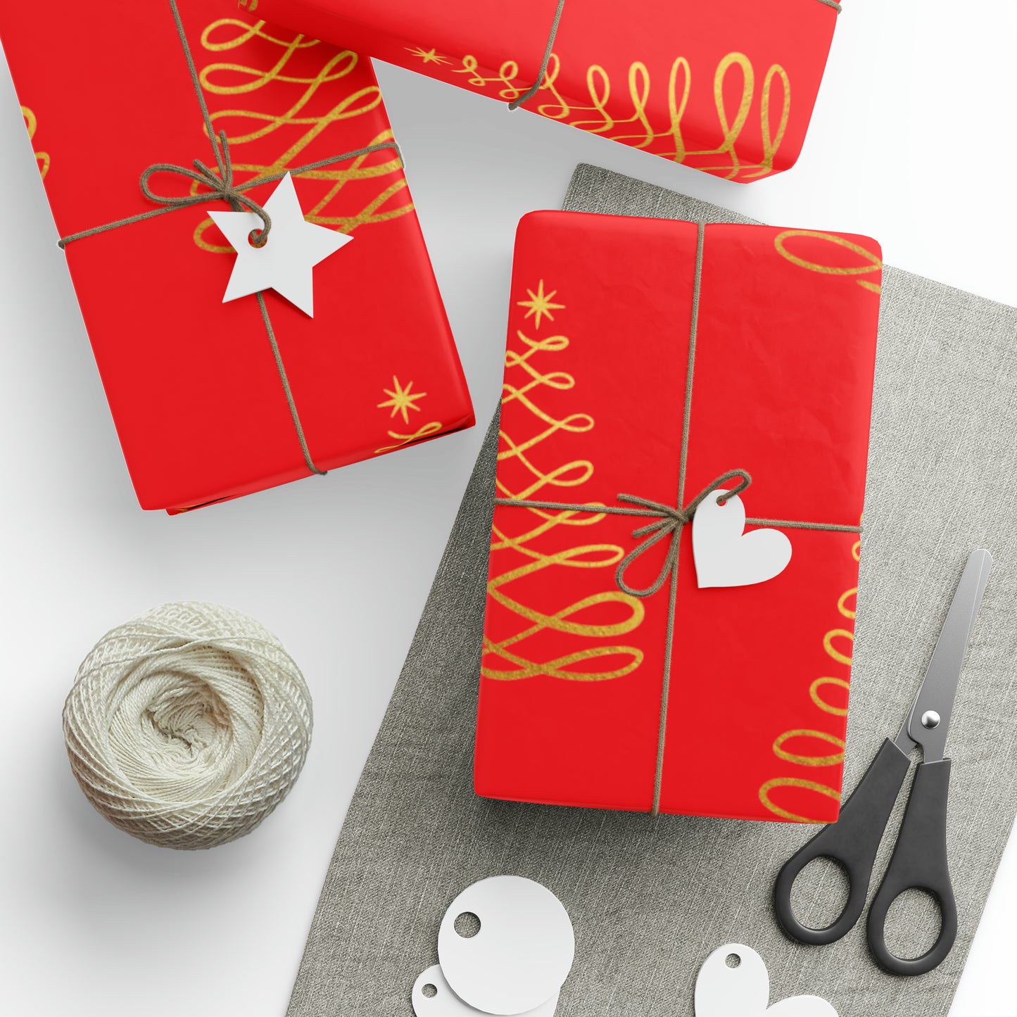 Gold Christmas Swirl Tree Wrapping Paper