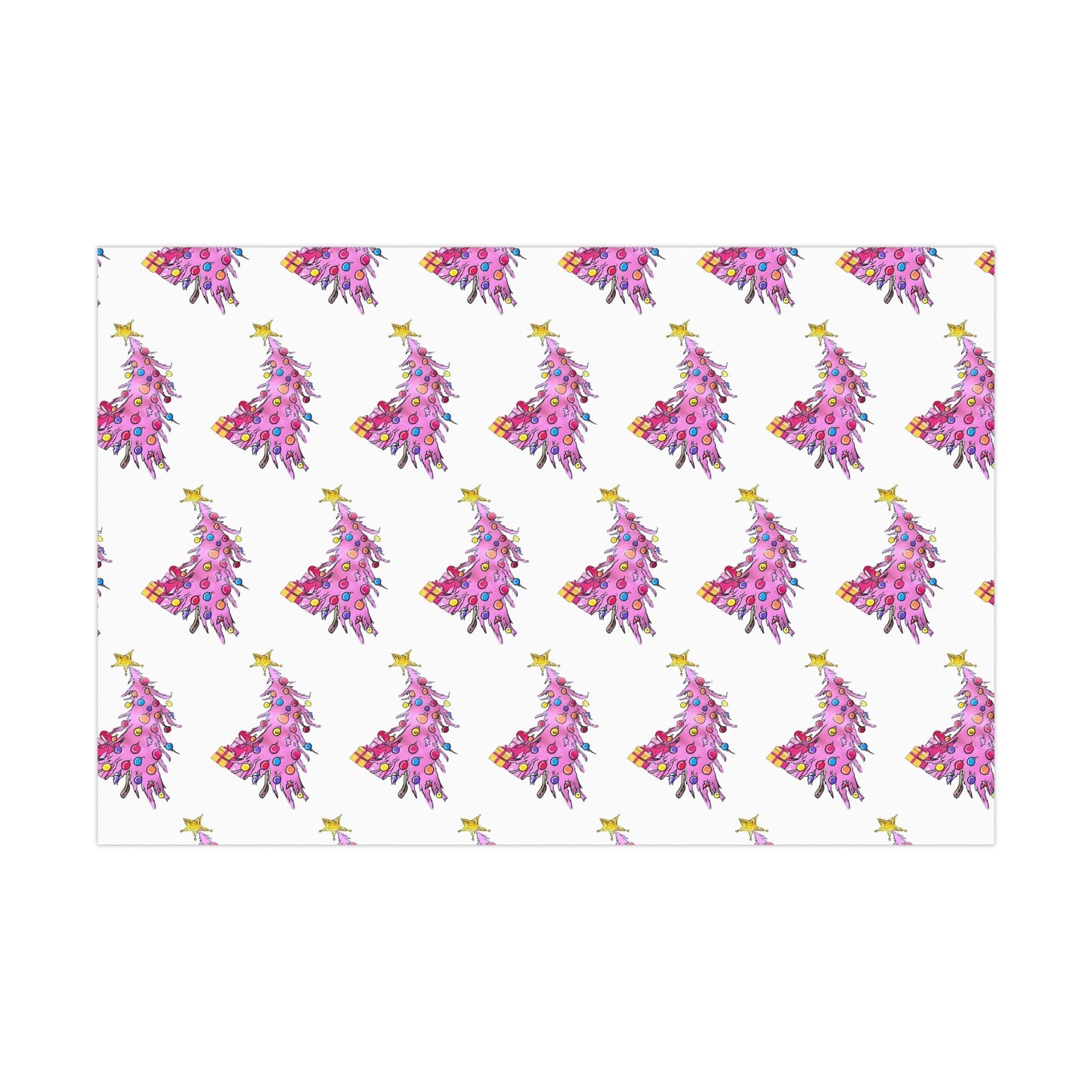 Pink Christmas Tree Gift Wrap Papers