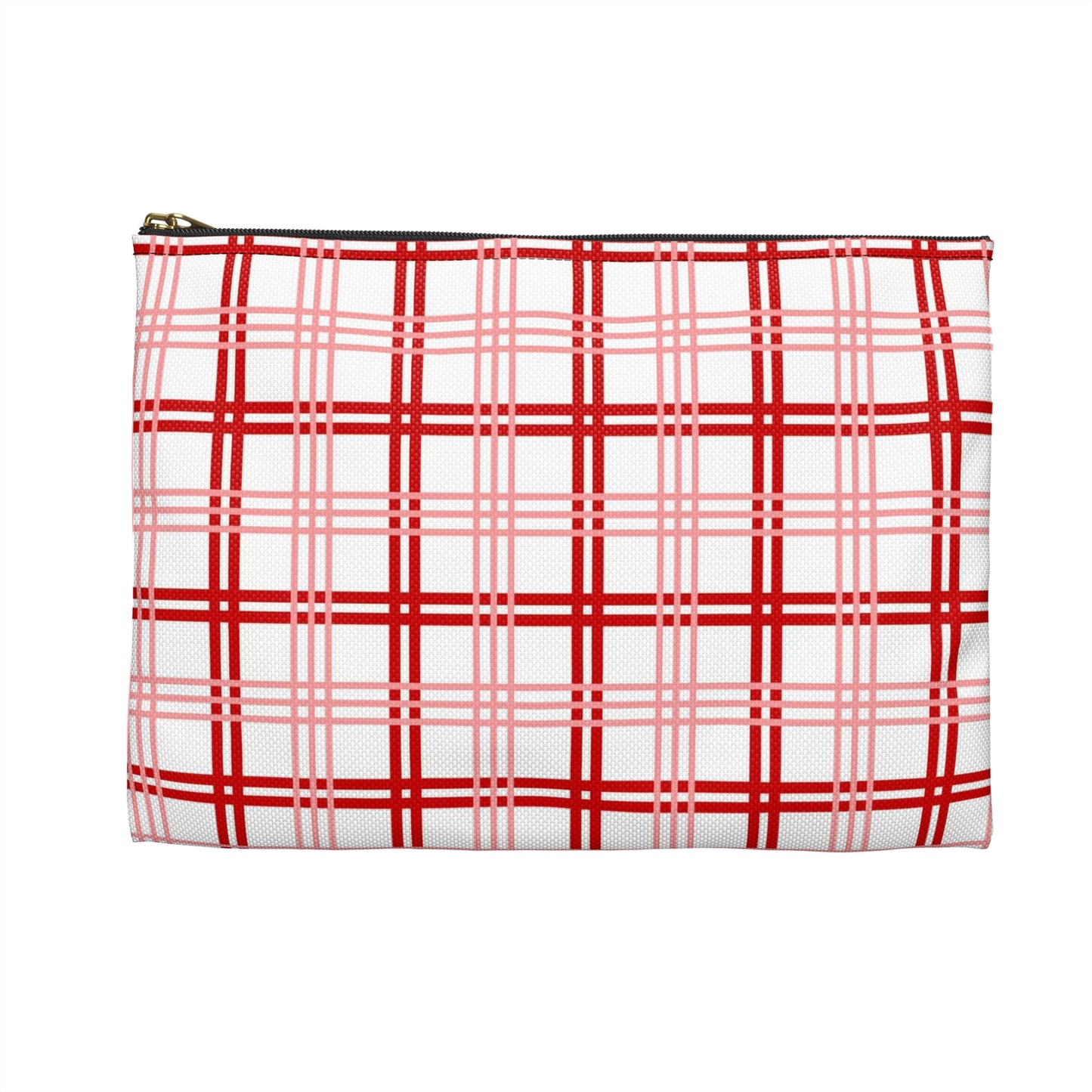 Red and Pink Plaid Accessory Pouch