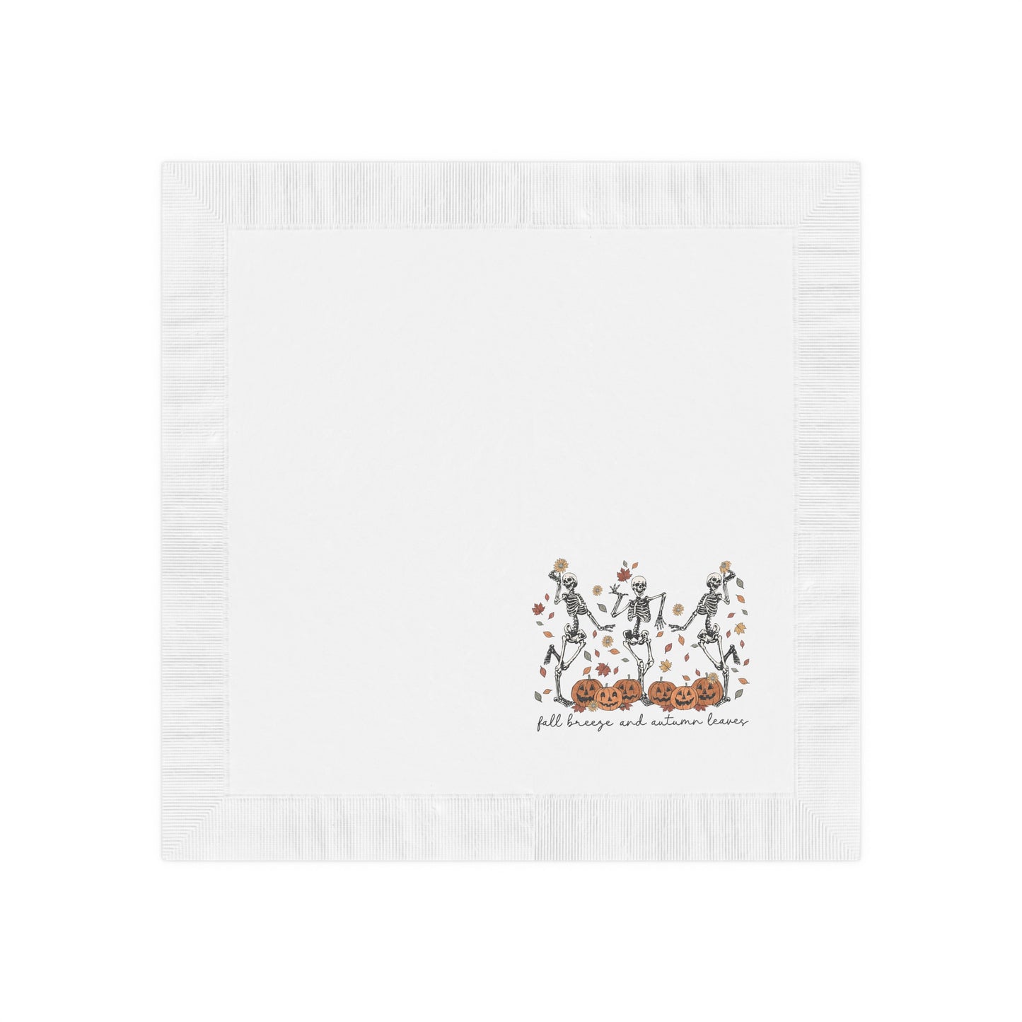 Autumn Leaves Fall Breeze White Coined Napkins