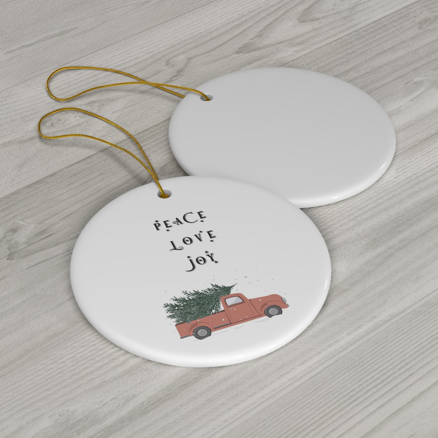 Peace Love Joy Ceramic Ornament