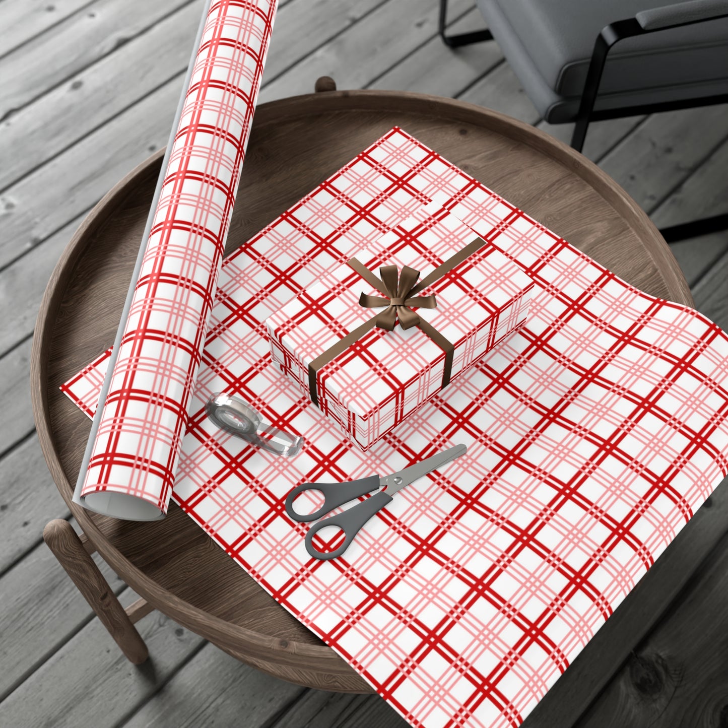 Red Pink Plaid Gift Wrap Papers