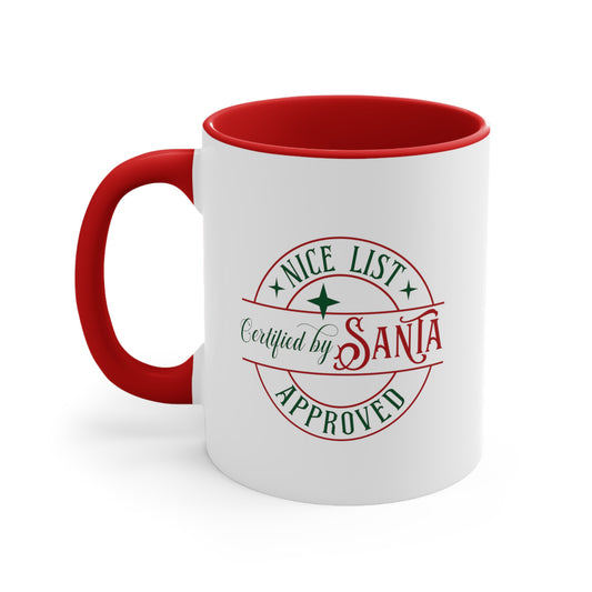 Santa's Nice List Approved Accent Coffee Mug, 11oz