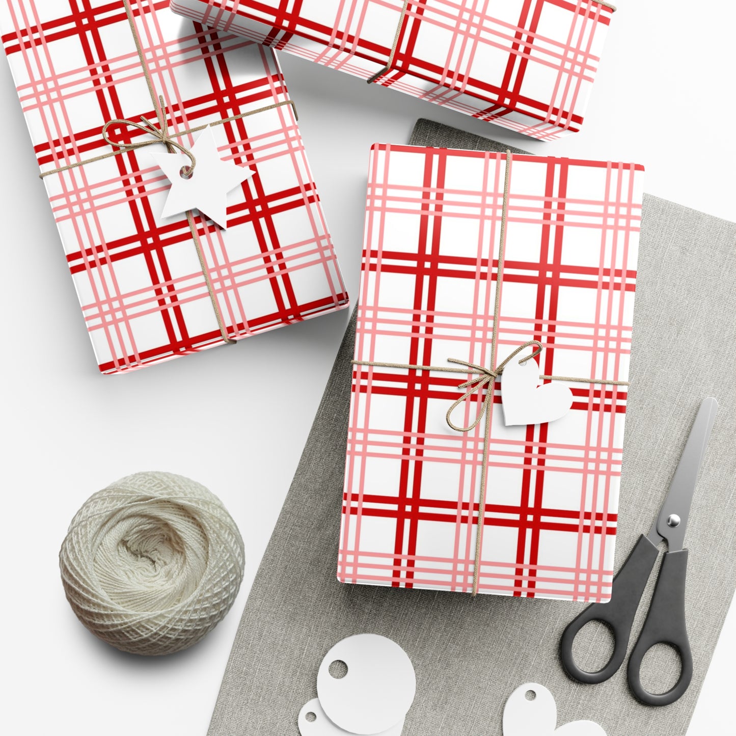 Red Pink Plaid Gift Wrap Papers