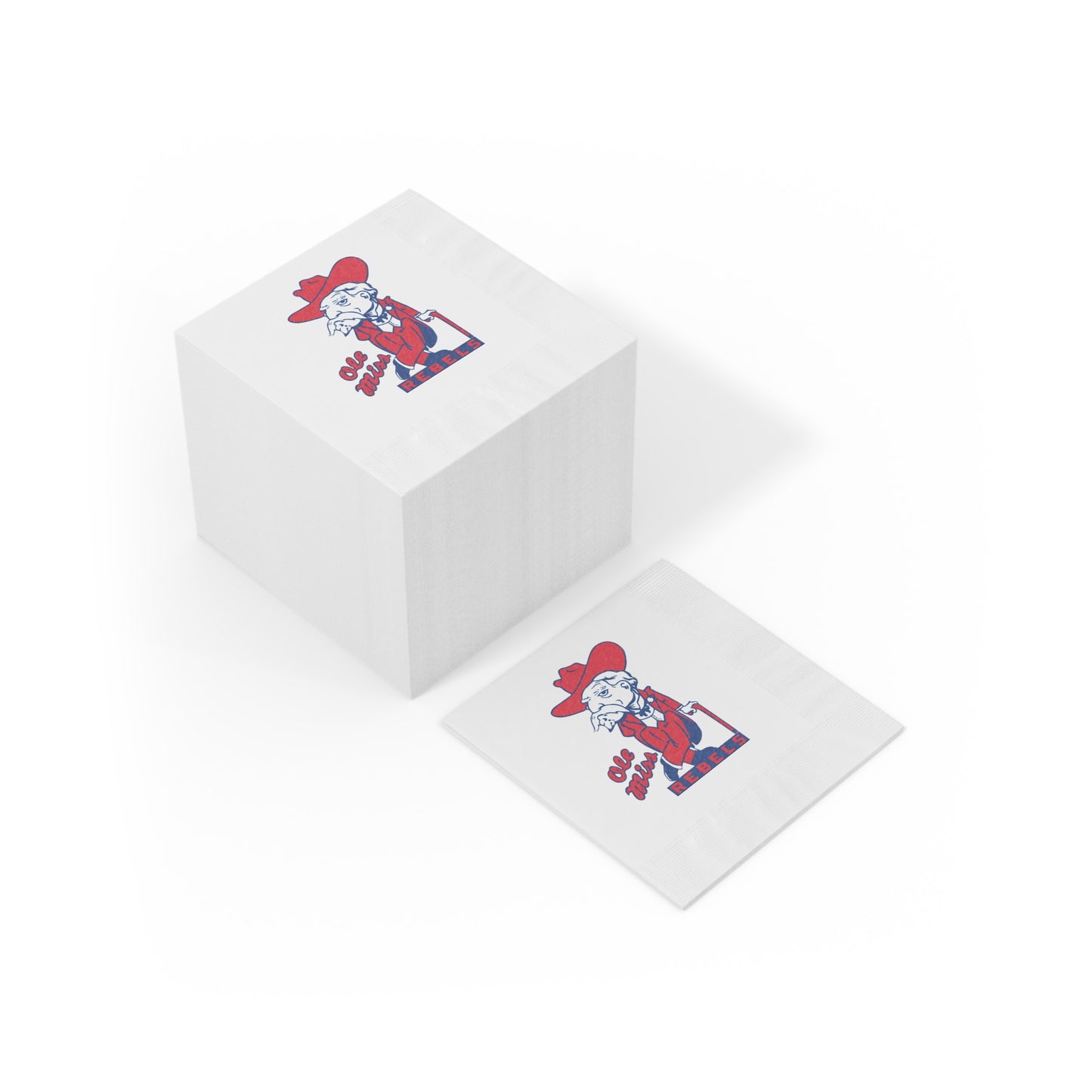 Ole Miss Rebels White Coined Napkins