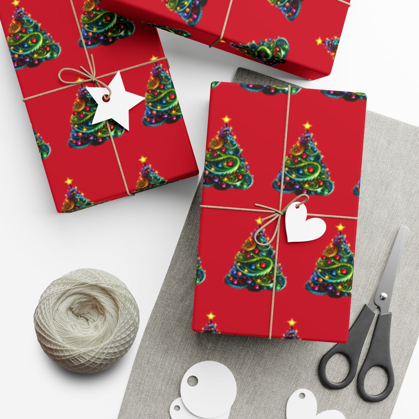Swirly Christmas Tree Gift Wrap Papers