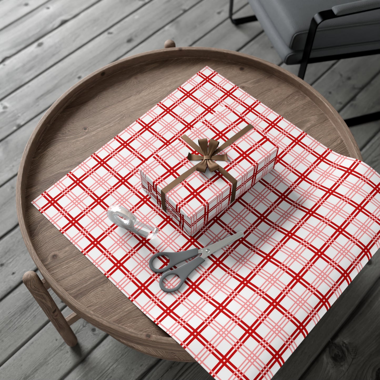Red Pink Plaid Gift Wrap Papers