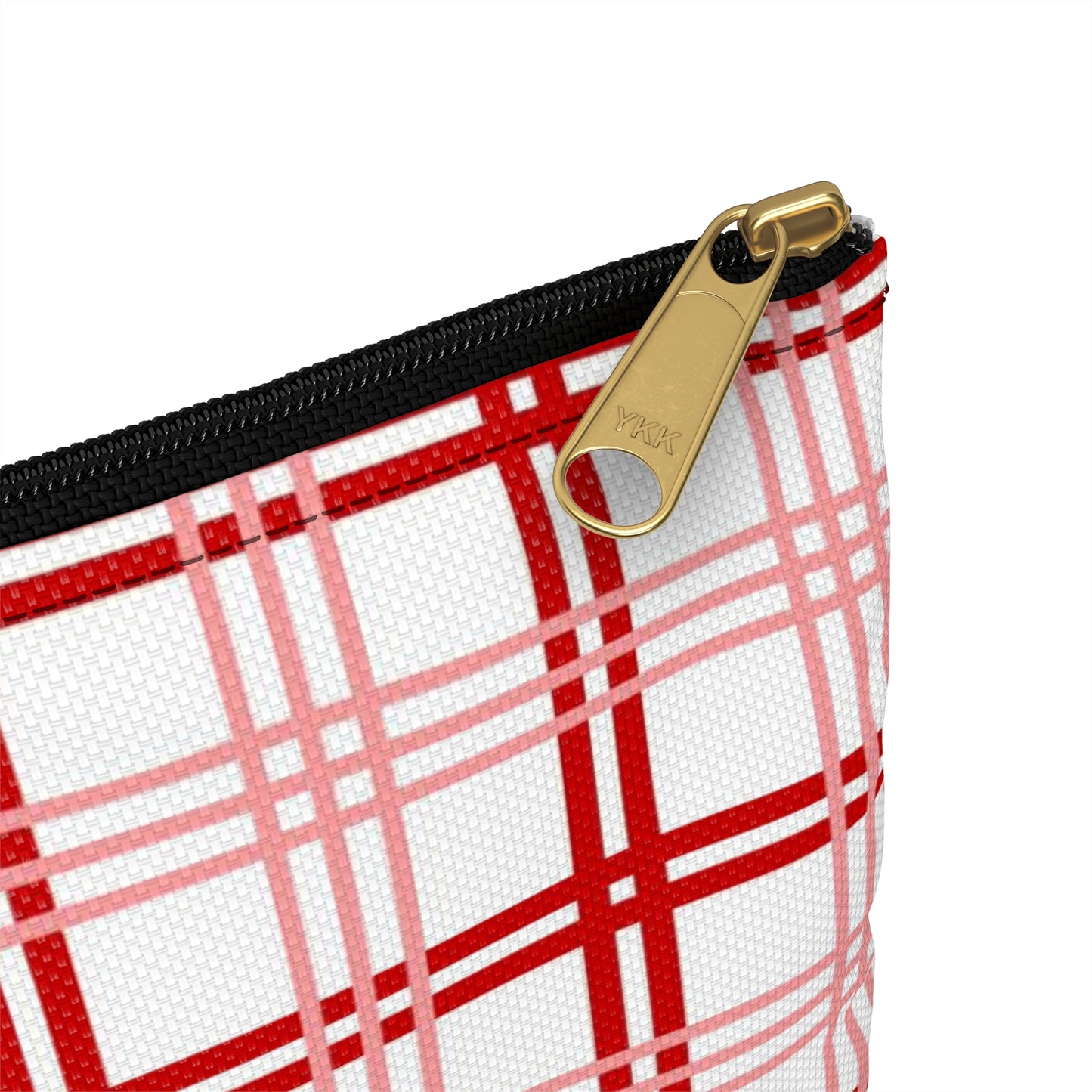 Red and Pink Plaid Accessory Pouch