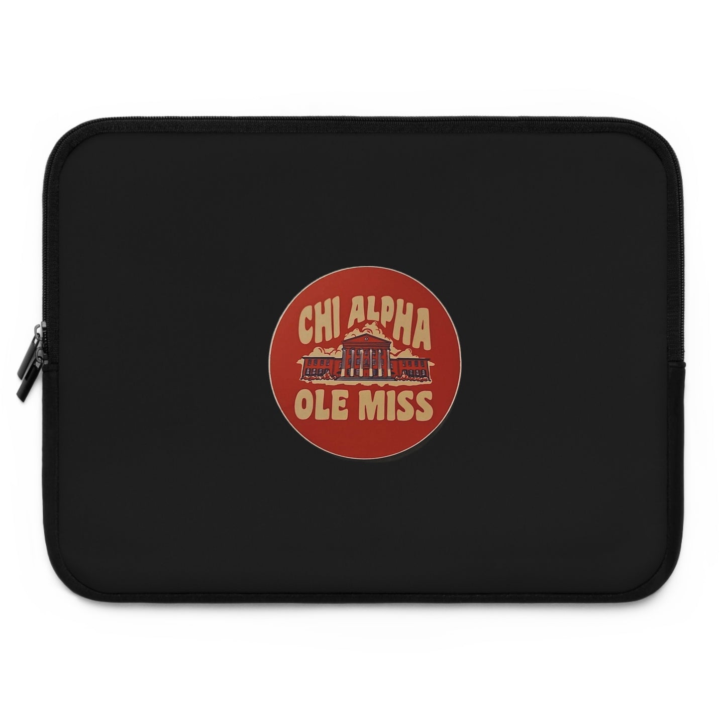 Ole Miss Chi Alpha (Round - Black) Laptop Sleeve