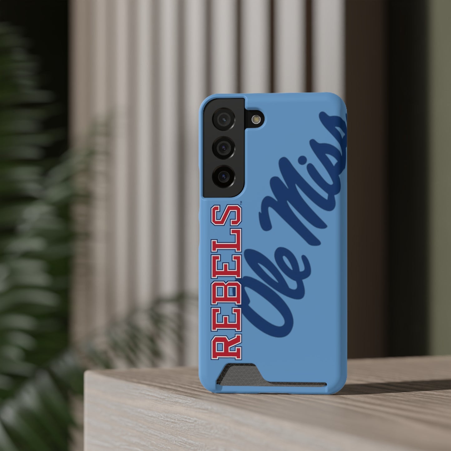 Ole Miss Rebels Samsung Phone Case With Card Holder (BLUE )